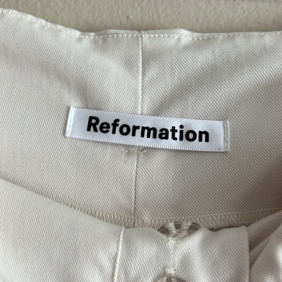 Reformation Avalon Cream Paperbag Tie Ankle Trouser Pants - Picture 6 of 12